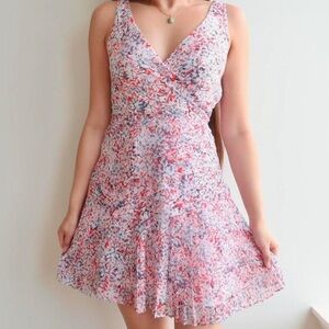 Banana Republic Pink and Red Floral Mini Dress